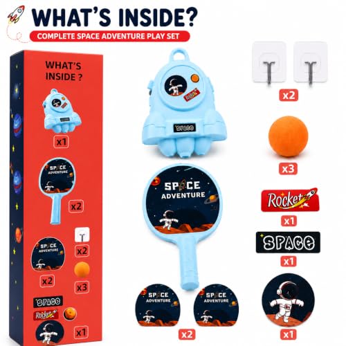 Image of Btop Kids Indoor Sports Toy | Hanging Table Tennis Trainer with Elastic Rebound Ball & 2 Paddles (Multi Colour)