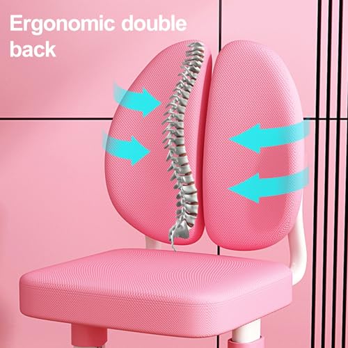 Image of Kids Desk and Chair Set with Castle Backboard - Height Adjustable Children's Study Table with Storage Drawer & Bookstand, Widened Desktop & Ergonomic Chair for Boys Girls 3-12 Years (Pink3)