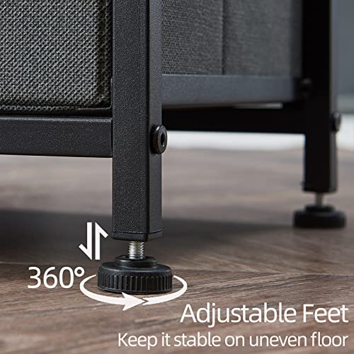 Somdot Nightstand With 2 Drawers, Bedside Table Small Dresser With Removable Fabric Bins For Bedroom Nursery Closet Living Room - Sturdy Steel Frame, Wood Top, Pull Handle - Charcoal Grey/Dark Walnut #TOP5