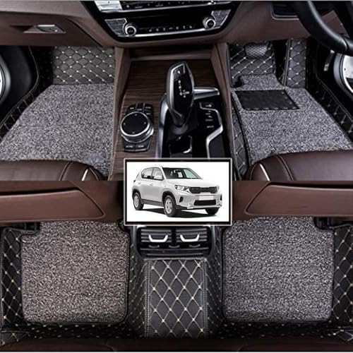 Image of Vahan Expo Premium 7D Car Mat Full Set for KIA Sonet Facelift (2023-2024) || Luxury Leather Double-Stich 7D Car Floor Mat Complete Set || 100% Waterproof and Washable || Black