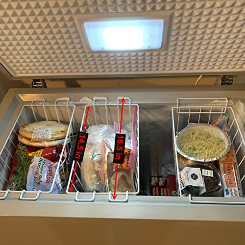 Orgneas 16.5 Inch Chest Freezer Organizer Bins Deep Freezer Refrigerator Basket Storage Rack Bins Metal Wire Baskets Replacement 2Packs