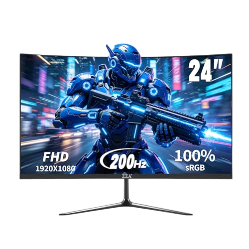 ZZA 24 Inch Gaming Monitor Curved Computer Monitor...