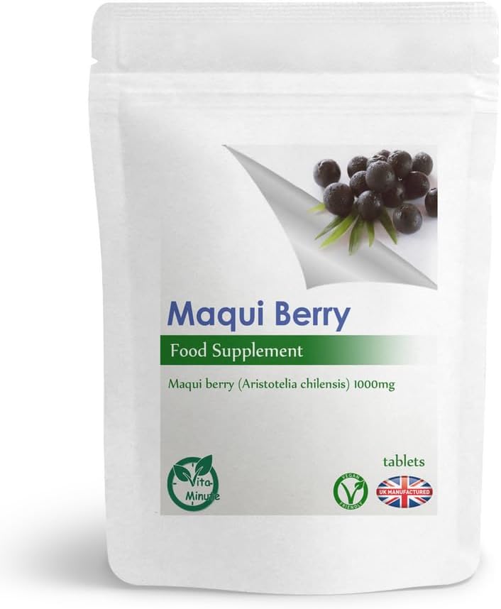 Maqui Berry 1000mg Extract Tablets (Vegan) Weight Management, Natural Antioxidant, Metabolism Support (Pack of 180)