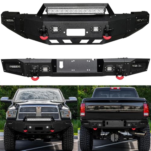 VIJAY Front and Rear Bumper Fits 2010-2018 RAM 2500丨3500 with Winch Plate and Lights