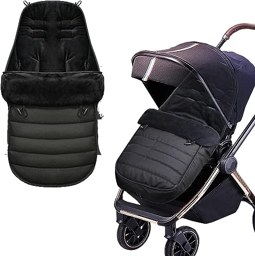 Saco universal para cochecito de bebé, impermeable y cortavientos, forro polar, color negro