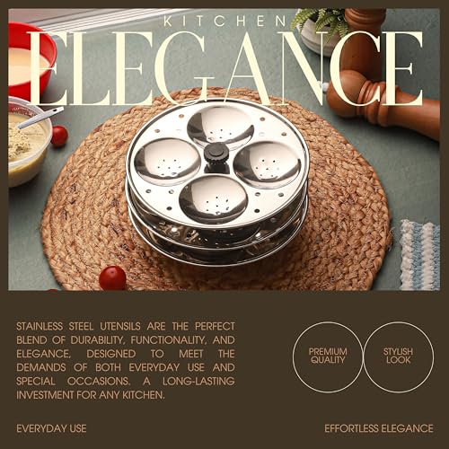Image of Jensons Premium Stainless Steel 3 Idli Plates - 12 Idlis /Idli Stand for 3 Litre and bigger Pressure Cooker /Fluffy Idli maker plate only /Deep Thate Idli plate - Small