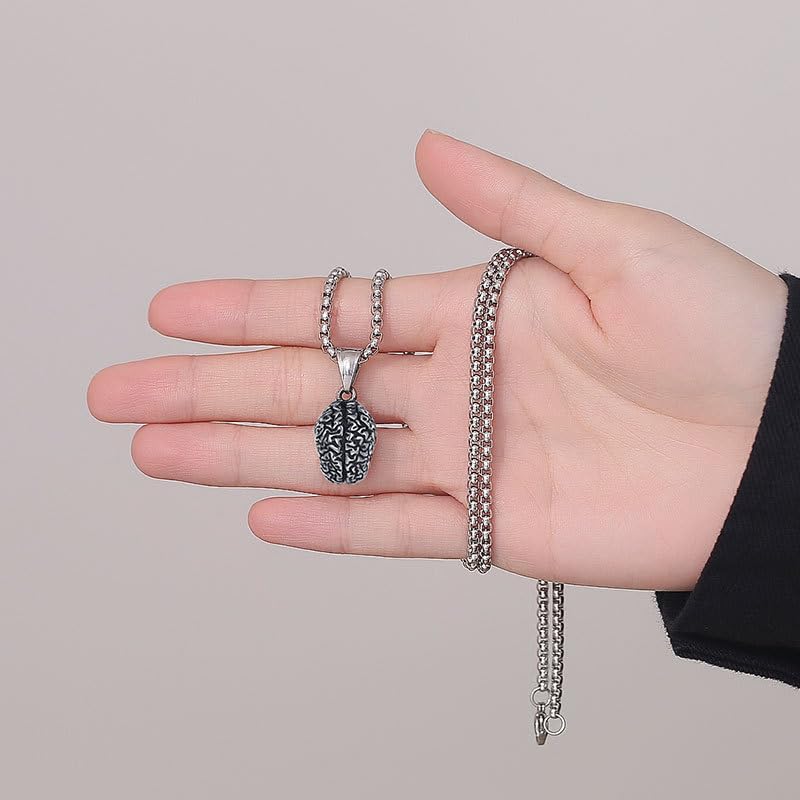 Men's Stainless Steel Personality Vintage Hip Hop 3D Solid Anatomical Brain Biker Pendant Body Organs Necklace4