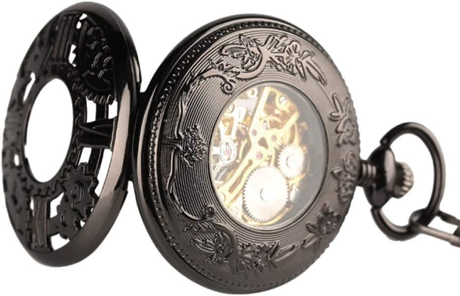 Mechanical Pocket Watch Steampunk for Men Antique Bronze Roman Numerals