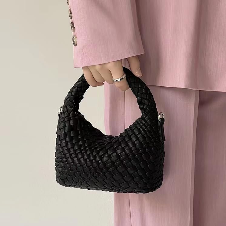 Image of Maydear Woven Purse for Women, Small Top Handle Handbag with Detachable Shoulder Strap, Crossbody Bag