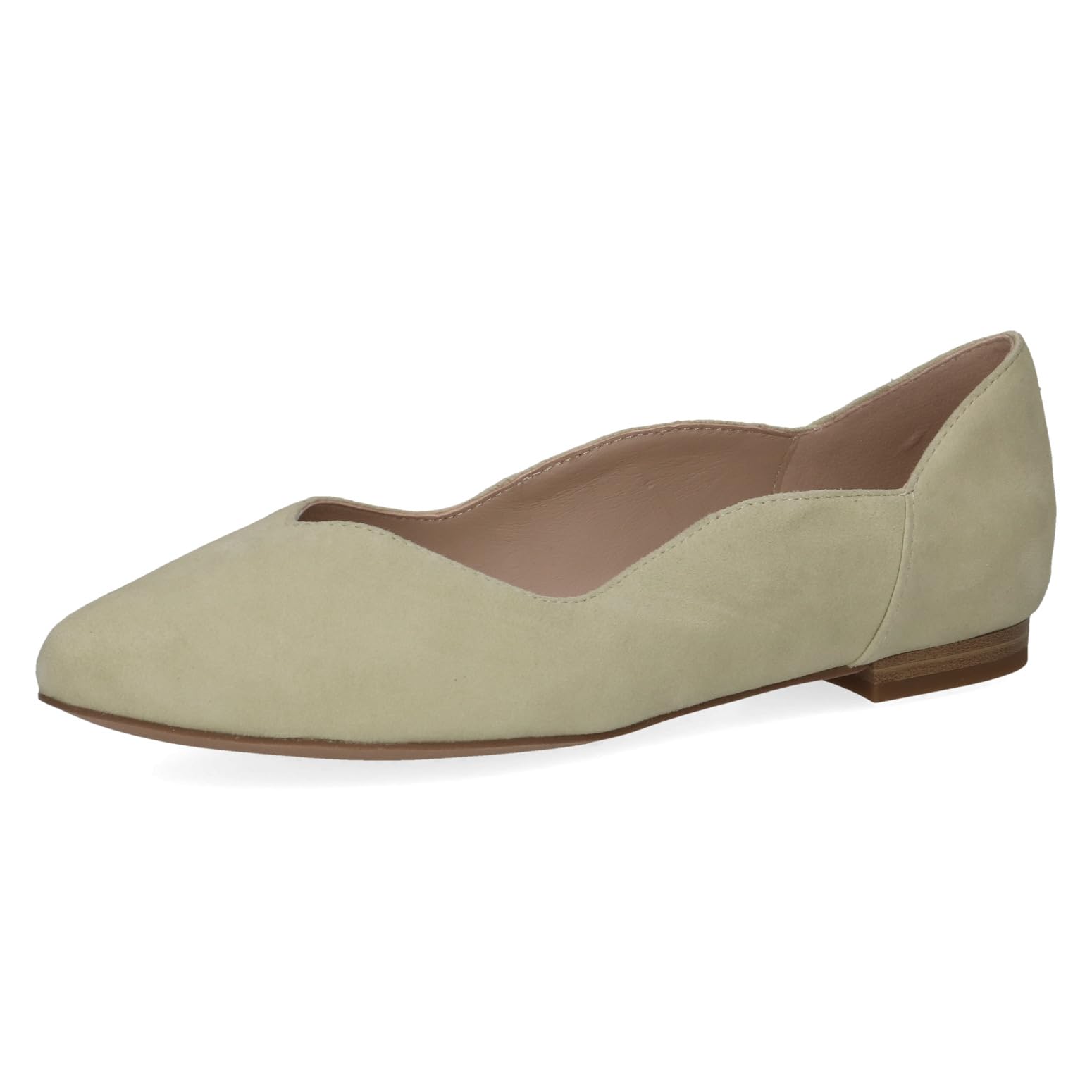 CAPRICE Women Ballet Flats Leather Elegant, Beige (Apple Suede), 3.5 UK
