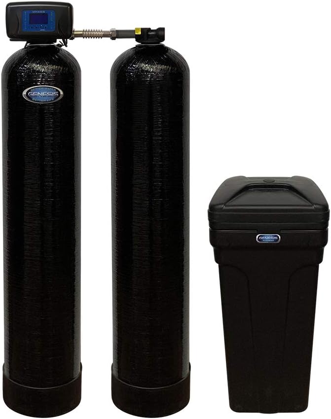 Discount Water Softeners Genesis 2 Duo 32,000 Grain Water Softener and Whole House Chlorine Filtration and Removal System, Digital Metered, High Efficiency, Direct Flow and Upflow Brining