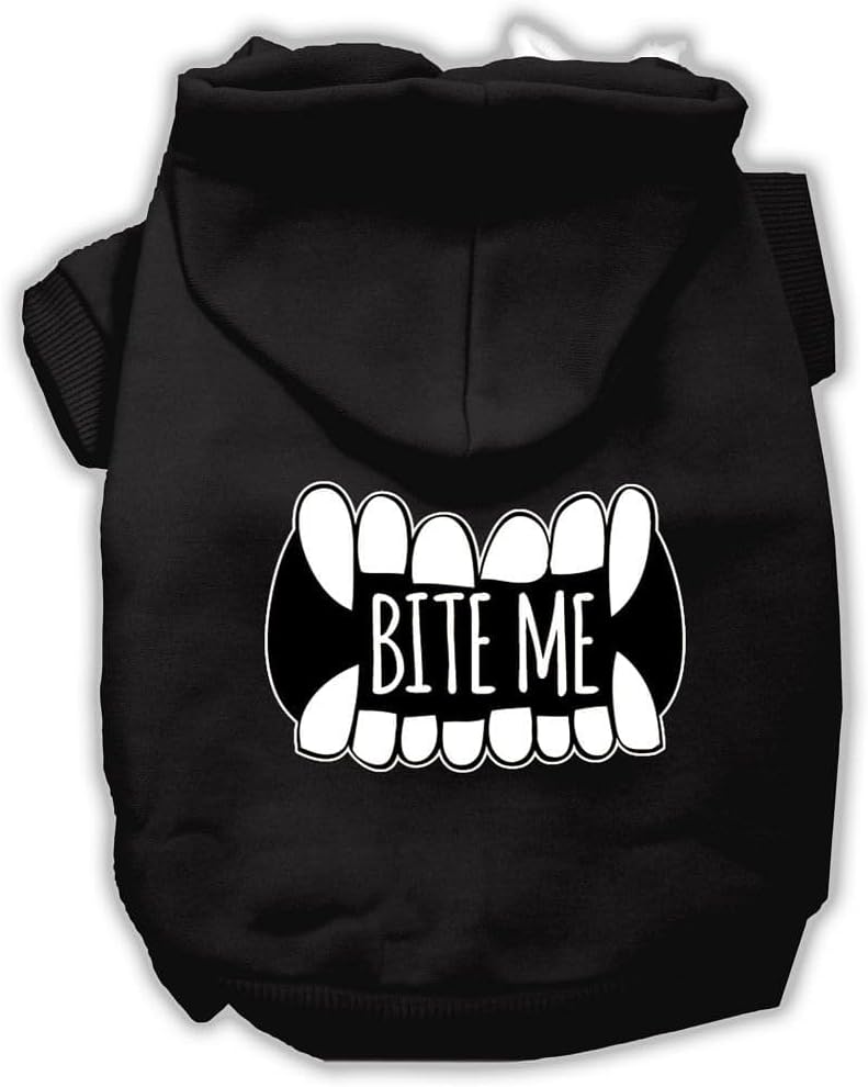 Bite Me Screenprint Dog Hoodie Black Xs 8