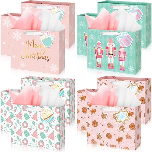 Qilery 288 Pcs Christmas Gift Bags With Tissue Paper, Kraft Paper Jesus Gifts