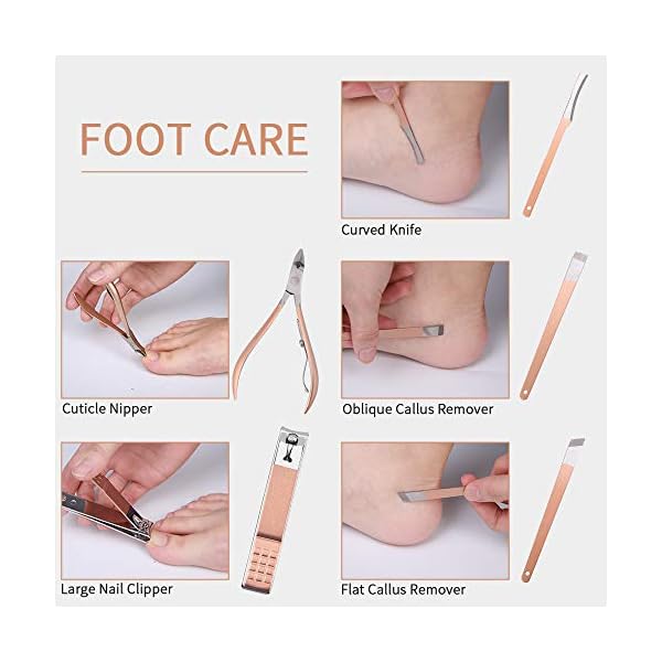 Aokyom 18PCS Pediküre Kit Nagel Schere Kit Nagelknipser Set Maniküre Pediküre Kit Maniküre Set Nagelknipser Edelstahl Beauty Kit Nagelpflegeset Maniküre Set Pediküre kit Geeignet für Männer und Frauen – Bild 7