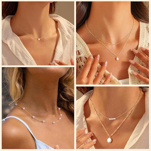 Yoosteel Gold Plated Pearl Necklaces for Women, Gold Plated Jewelry - Image 5