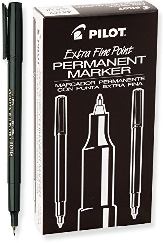 PILOTExtra Fine Point Permanent Markers, Black Ink, Dozen Box (44102) by Pilot