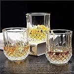 Plastic Whiskey Glass Set of 6 (300ml) Plastic Unbreakable Stylish Transparent Glass Set (Round Diamond Glass)