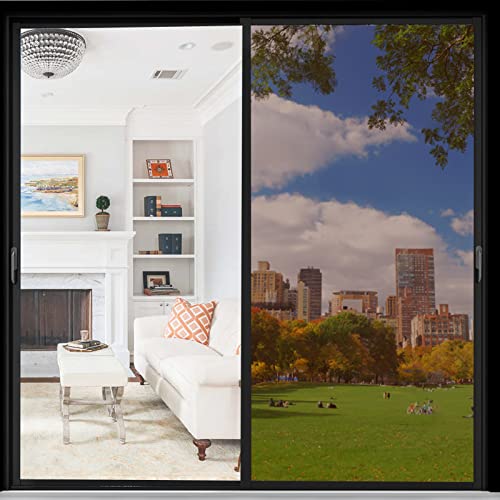 Dktie Window Privacy Film One Way Mirror, Window Privacy Film See Out Not In, Static Cling Without Glue, Brown-Silver, 17.7 Inch X 6.5 Feet #TOP14