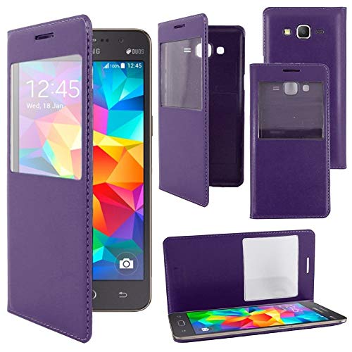 ebestStar - Coque Compatible avec Samsung Grand Prime Galaxy G530F, Value Edition G531F Etui Slim Housse Portefeuille Fenêtre View, Violet [Appareil: 144.8 x 72.1 x...