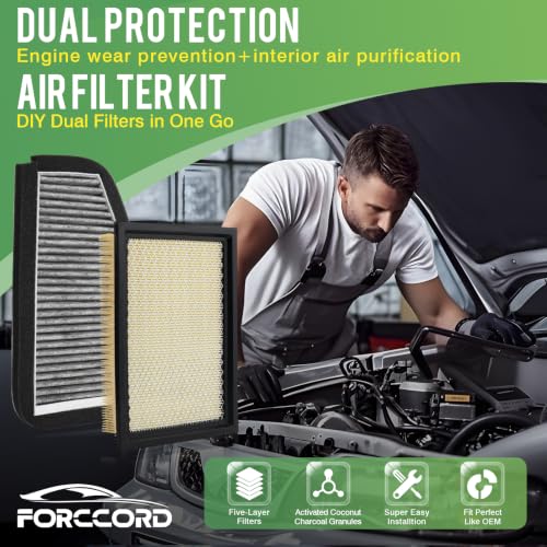 Image of Cabin & Engine Air Filter 2007-2012 Ford Escape, 2008-2011 Mazda Tribute, 2005-2011 Mercury Mariner Activated Carbon Cabin Filter Replace# CF10548 CA8997 Car Accessories