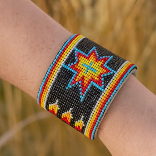 Southwestern Native Style Seed Beads Beaded Hard Cuff Bracelet3