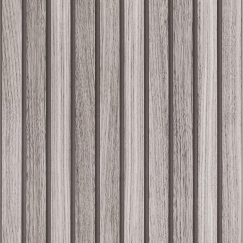 Papel tapiz de vinilo gris de listones de madera autoadhesivo extraíble para decoración de pared 2