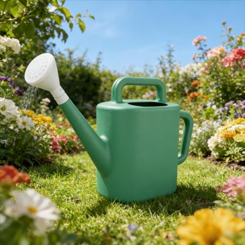 2 Gallon Resin Watering Can Green Lily – Top & Side Dual Handle...
