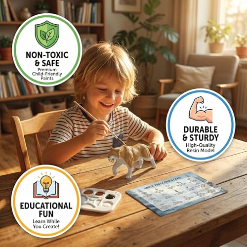 Image of Unscroo DIY 3D Model Painting Kits - Dinosaurs, Ice Age Animals & Unicorns - 3D Printed Art & Craft Hobby Gift for Kids, Teens & Adults - Return Gift Sets (Saber-Tooth Tiger Single)