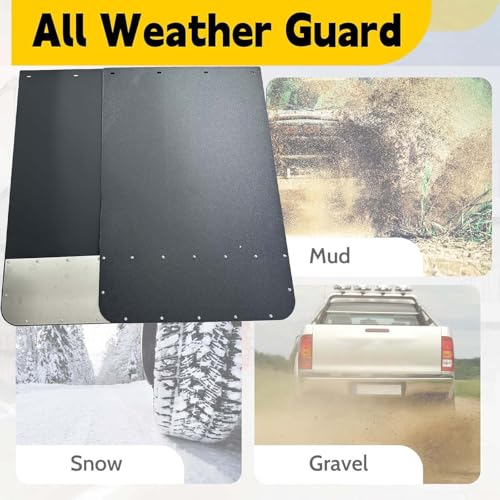 Image of Pair Mud Flaps for Semi Truck, 24''X36 Heavy-Duty Mud Guards Splash Flaps, Black Pair Universal Mud Flaps for Trailer Freightliner Kenworth Peterbilt, w /Stainless Steel Plates Weights