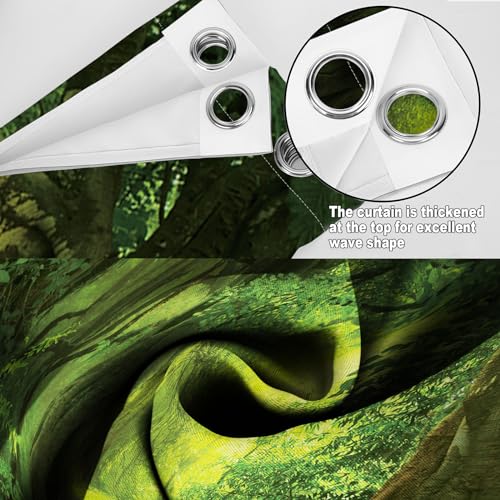 MissHope Green Tree Forest Blackout Curtains Wild Green Scenery Sunshine Decor for Bedroom Study Classroom Living Room Darkening Grommet Window Drapes 2 Panel Set, 52x84 Inch by MissHope - Used condition - Image 5