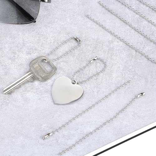 50 Stück Kugelkette 10cm Schlüsselanhänger Kette Edelstahl Perlen Rollenkette 2.4 mm Metall Hängekette Kugelkette mit Verschluss für Dog Tag Kette DIY Schmuckherstellung Schlüsselanhänger Basteln