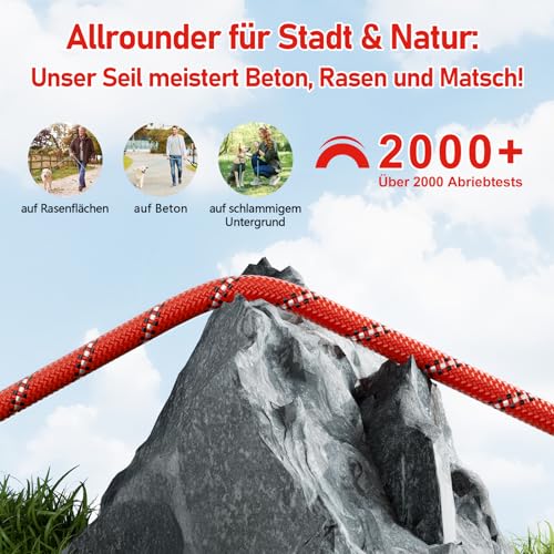 X XBEN Schleppleine für Hunde,10M Starke Hundeleine mit Bequemen Gepolsterter Griff, Trainingsleine Laufleine für Kleine Mittlere Große Hunde, Abschließbarer Karabiner