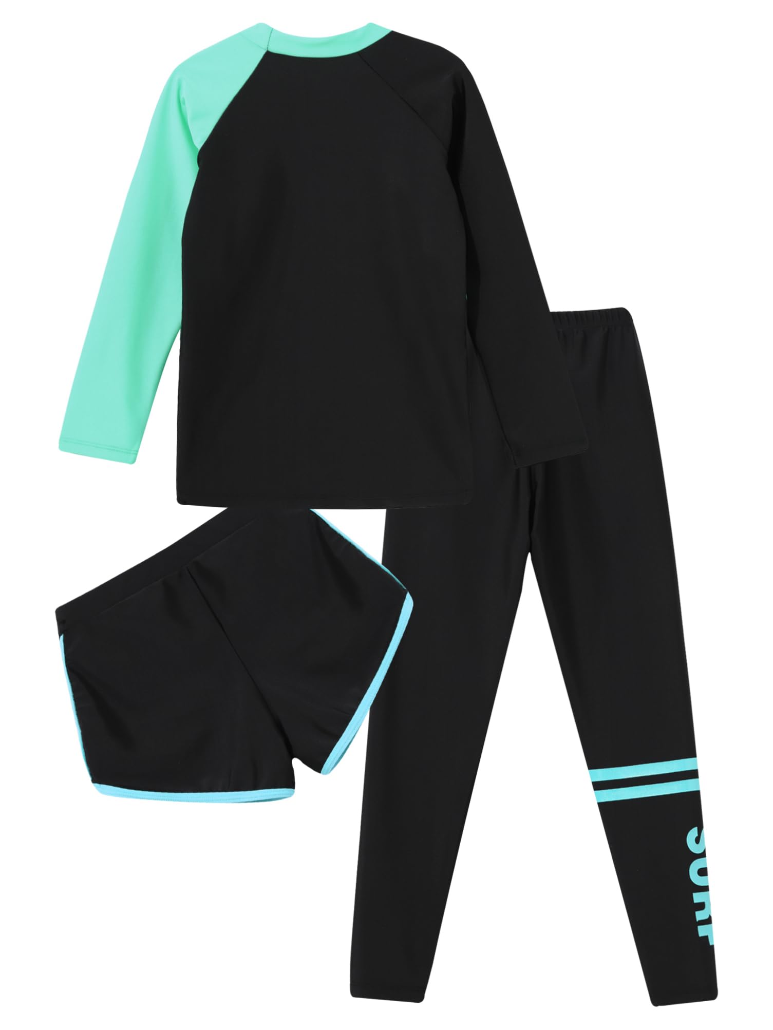 Aislor Enfants Maillots De Bain 2 Pièces Rash Guards Tankini Garcon Fille Haut et Long Pantalon de Bain Bas Top Anti UV Manche Longue 2-14 Ans