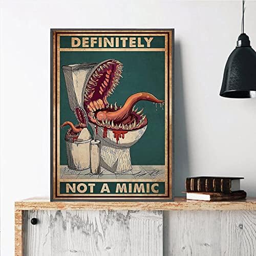HOUVSSEN Definitely Not A Mimic Poster DND Posters Dungeon RPG Tabletop Dragons Dice Games Home Decor for Bathroom and Restroom Chart Metal Tin Sign School Signs 8x12 Inch, Tinsign208