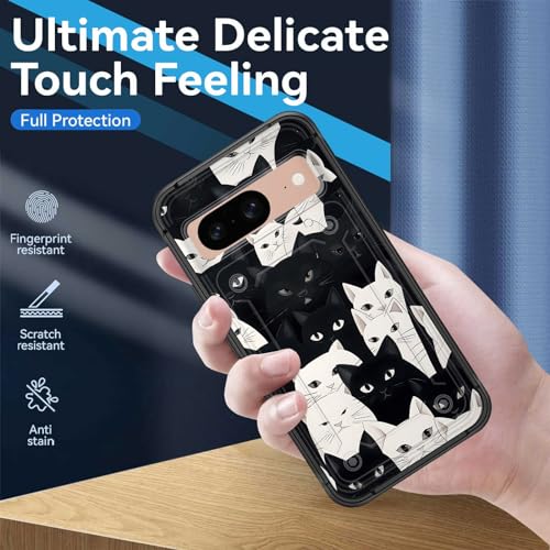 wiaekosef for Pixel 8 Case,Heavy Duty Dual Layer Hard PC & Soft Silicone Rugged Bumper Shockproof Protective Case for Google Pixel 8 6.2 inch,Cute Funny Cats Pattern - image 7