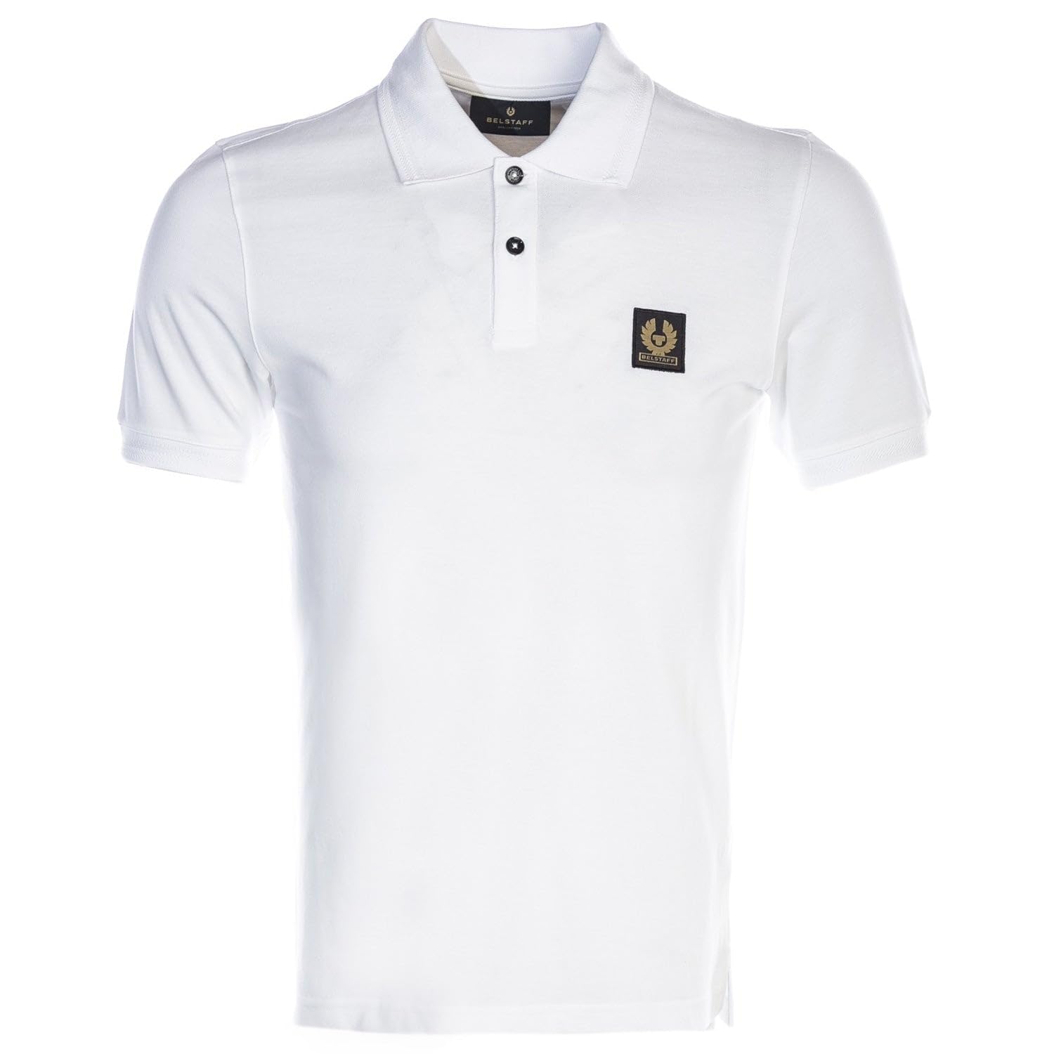 Belstaff Left Chest Patch Logo Regular Fit Polo Shirt, White, Size L, Men