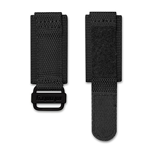 INFANTRY Men's 24mm Military Nylon Watch Band Fabric Strap with Hook and Loop Fastener, Black