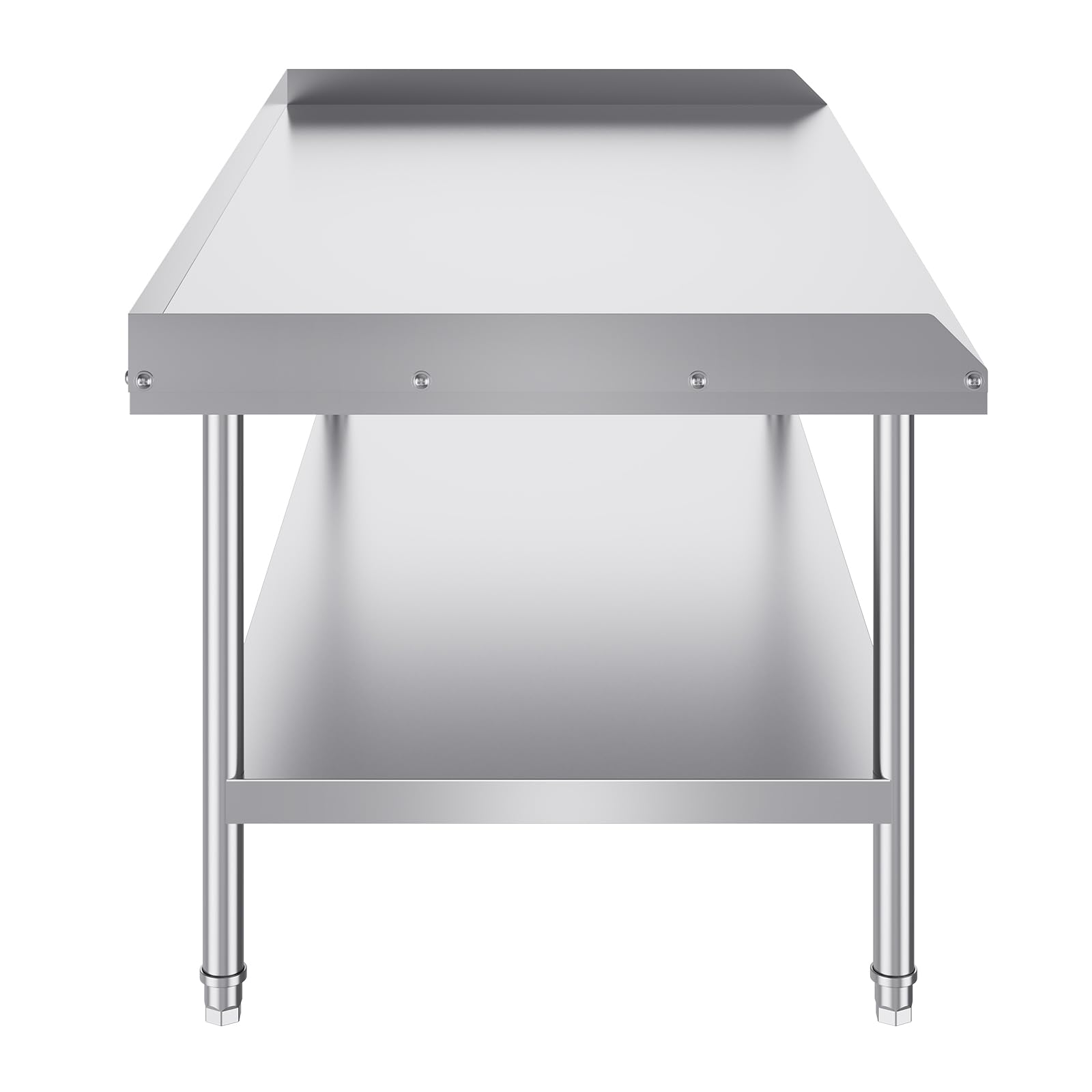 VEVOR Arbeitstisch Edelstahl, gewerblicher Arbeitstisch zur Lebensmittelzubereitung, 3-seitiger Spritzschutz, Arbeitstisch mit Einstellbarer Höhe (762 x 1524 x 660 mm)