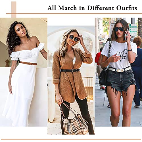 Image of XZQTIVE 3 Pack Women Belts For Jeans Dresses Pants Ladies Leather Waist Belt with Gold Buckle