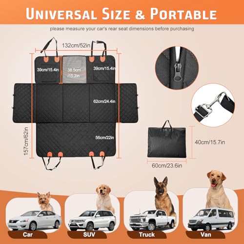 Gimars Upgrade Verbreitert Harter Unterseite Hundedecke Auto Rückban Bis 181kg [Wasserdicht & Kratzfest], 157 * 132cm rutschfest Autoschondecke Hund, Hunde Autositz Rückbank mit Sichtfenster