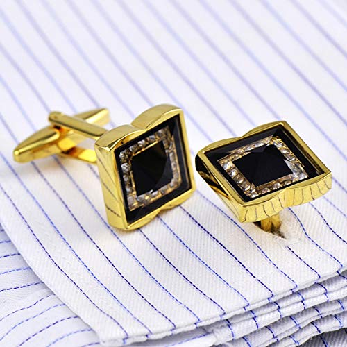 Daesar Mancuernillas para Hombre Diseño Cuadrado Dorado miniatura 2