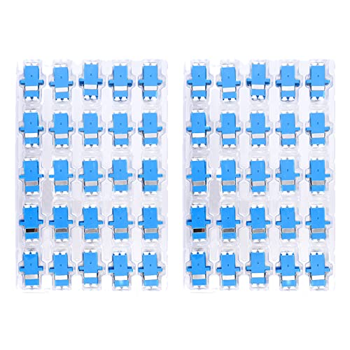 Fyboptwu - 50 Pcs Lc Fiber Optic Coupler Adapter Lc To Lc Coupler Duplex Singlemode (Sm) Fiber Optic Cable Adapter Lc-Lc Duplex Single Mode Connector #TOP18