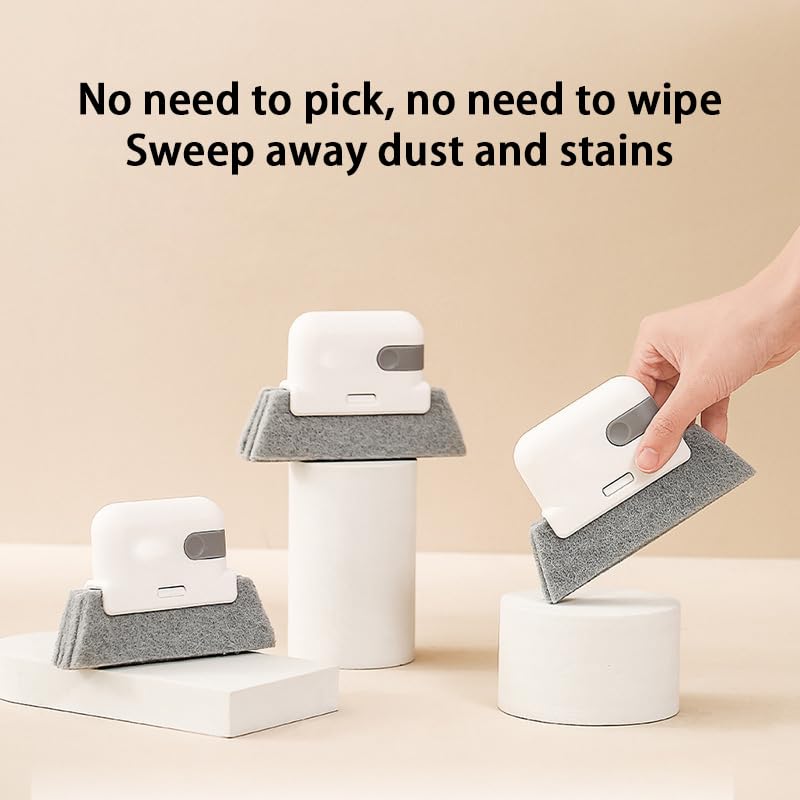 Image of 2PCS Window Track Cleaner, Window Groove Cleaning Brush Tools Set, Window Slot Clean Brush with Dustpan
