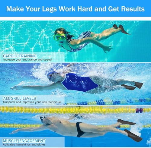 Swim Fins, Kids Swim Training Fins for Lap Swimming, Travel Size Flippers with Mesh Bag, Silicone Swimming Fins for Kids Teens Adults Women Men - Image 6