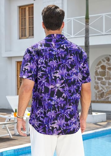Men's Hawaiian Shirts Short Sleeve Floral Tropical Aloha Shirt Casual Summer Button Down Holiday Beach Shirt with Pocket3