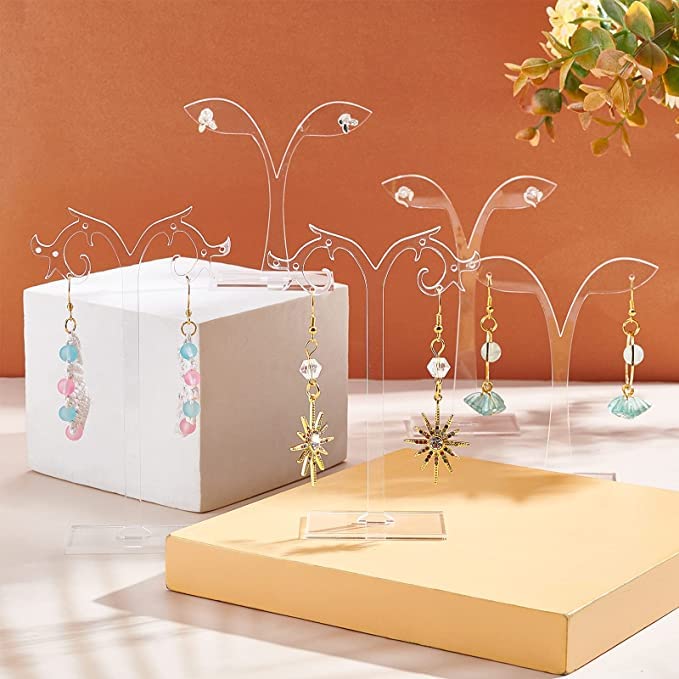 MILAANAMO 2 Styles Styles Earring Display Stand - Acrylic Jewelry Holder, T Shape Jewelry Display for Earrings, Necklaces, and Bracelets Color Table Home Decor(pack of 5, Clear Color) 2