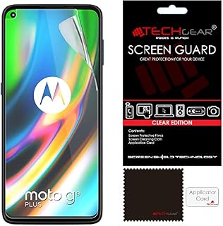 [5 Pack] TECHGEAR Screen Protectors Compatible for Motorola Moto G9 Plus, CLEAR LCD Screen Protectors Cover Guards