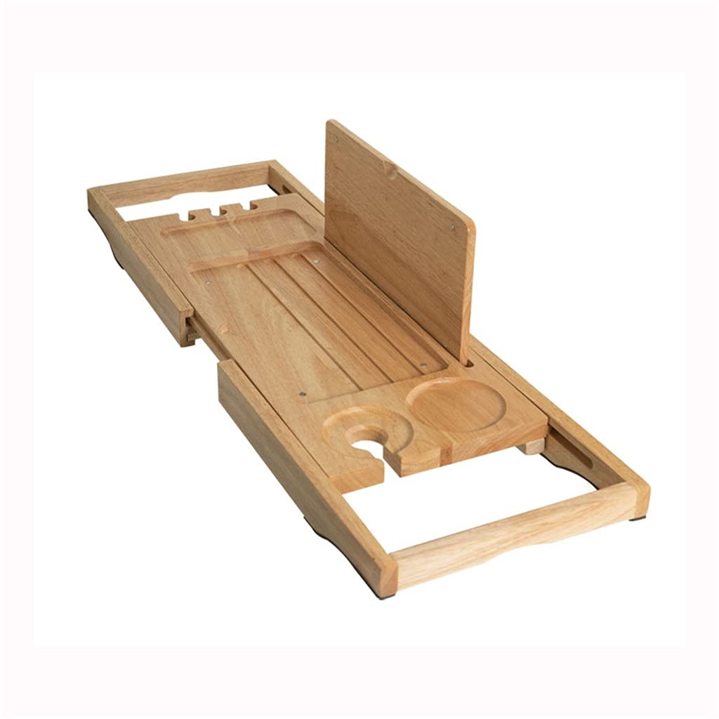 MYUYEE Bathtub Tray Household Nordic Solid Wood Multi-Function Telescopic Bathtub Shelf Rack Anti-Slip Anti- Wooden Barrel Tub Bathing Tray