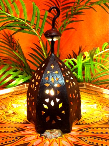 Orientalische Laterne aus Metall Schwarz Sliman 22cm groß | Marokkanische Gartenlaterne für draußen, Innen als… – Bild 3