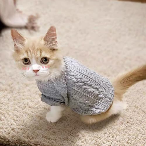 Winmany Pullover für kleine und mittelgroße Hunde und Katzen, Rollkragenkleidung, Chihuahua, Yorkie, Welpen, einfarbig, Grau, Größe M